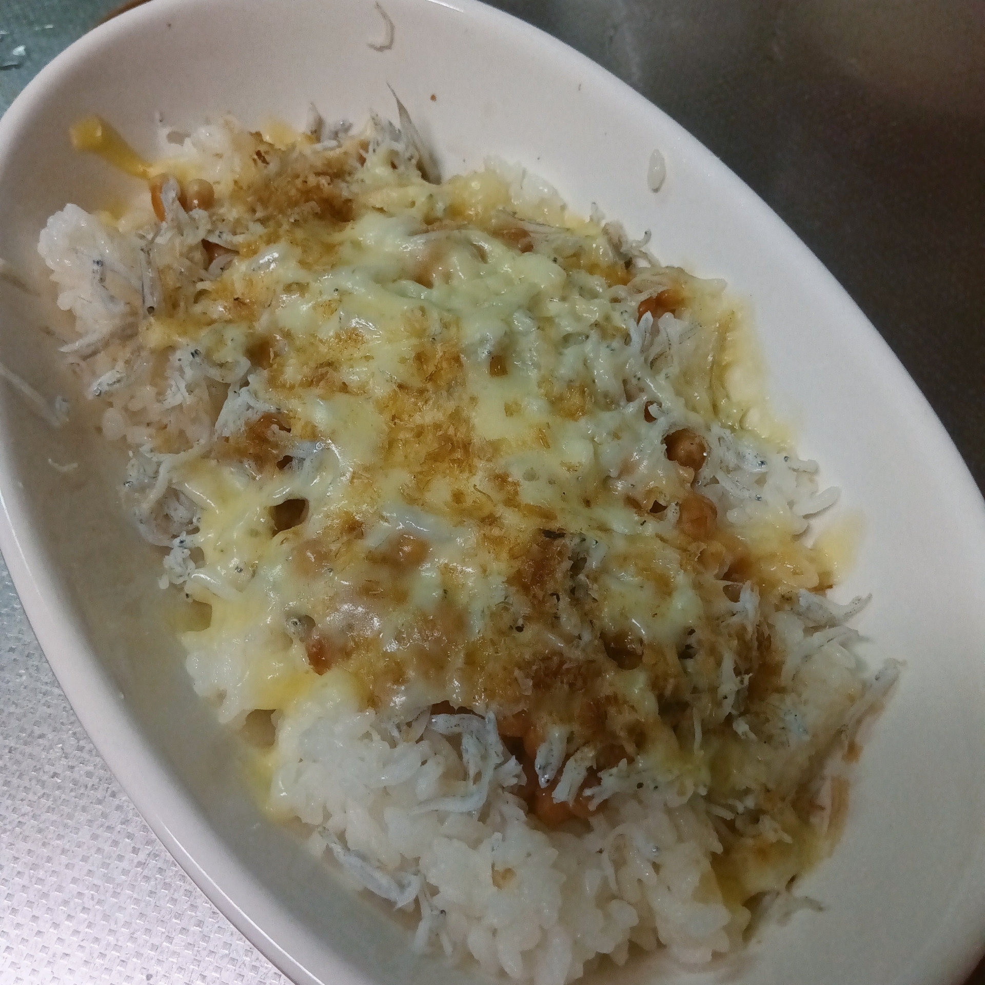 納豆としらすの和風グラタン