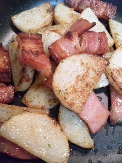 長芋ベーコンのカレー風味炒め