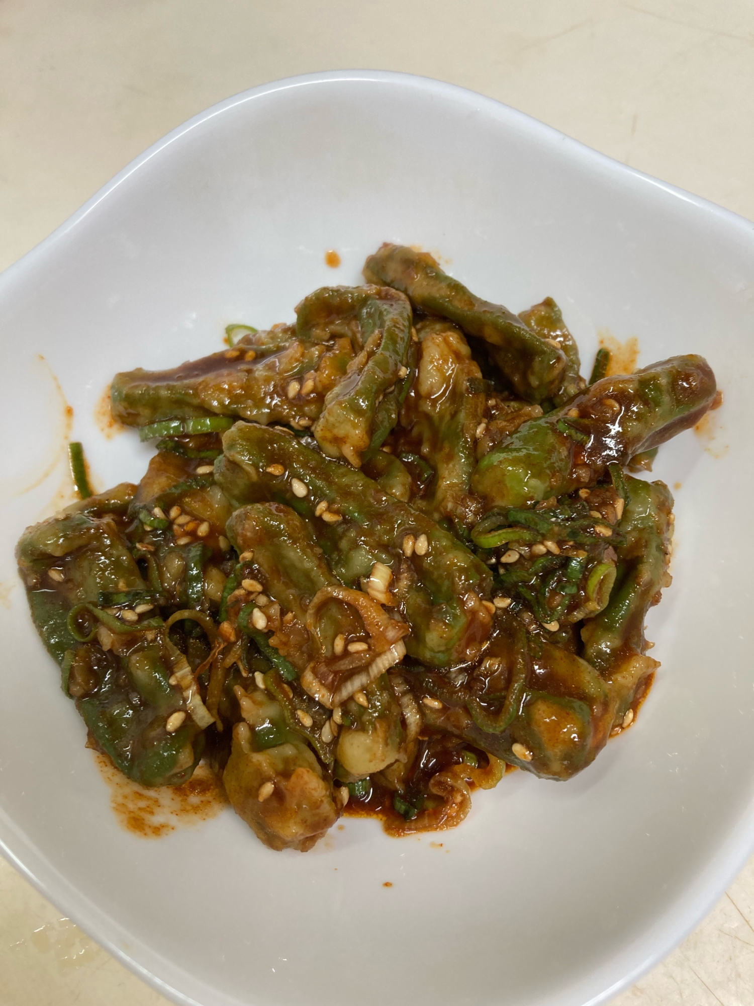 シシトウのピリ辛和え、韓国料理
