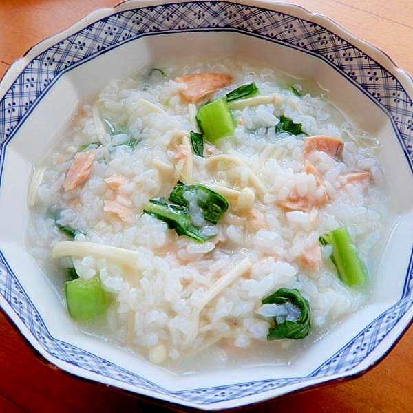 まな板なし6分!?焼き鮭の残りで❤塩味の雑炊(粥)