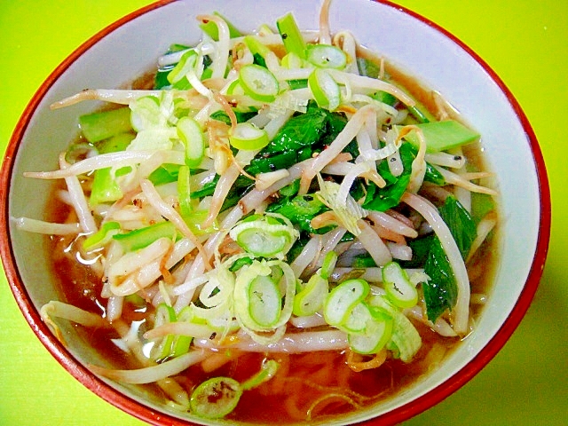 たっぷりもやしと小松菜の醤油ラーメン