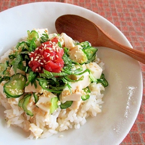 豆腐とキュウリの梅シソさっぱり丼 レシピ 作り方 By ちえ Sキッチン 楽天レシピ 豆腐とキュウリの梅シソさっぱり丼 レシピ 作り方 By ちえ Sキッチン 楽天レシピ
