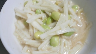 大根と枝豆の豆乳ポン酢サラダ
