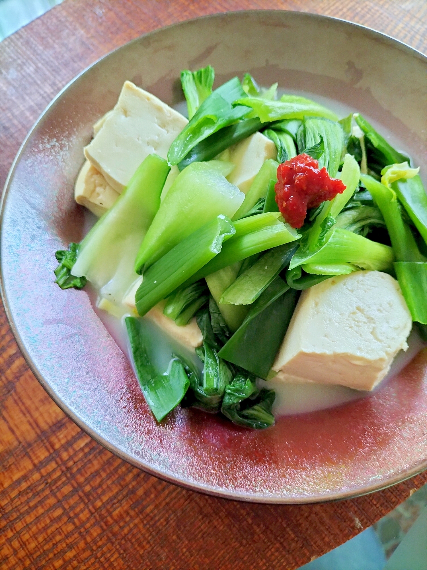 青梗菜と豆腐の鶏がら煮♪