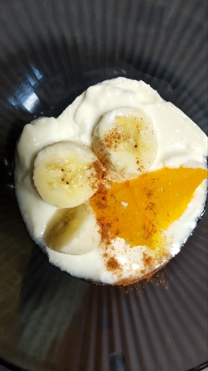 今日のヨーグルト♡バナナ&みかん