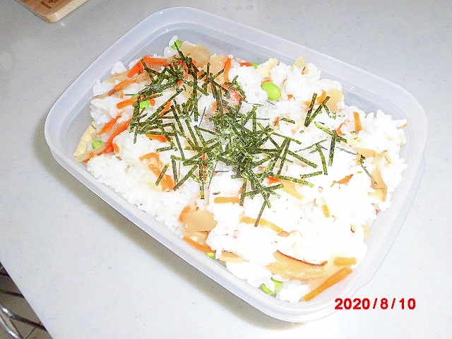 醤油味醂の油揚げと枝豆の寿司飯グリル