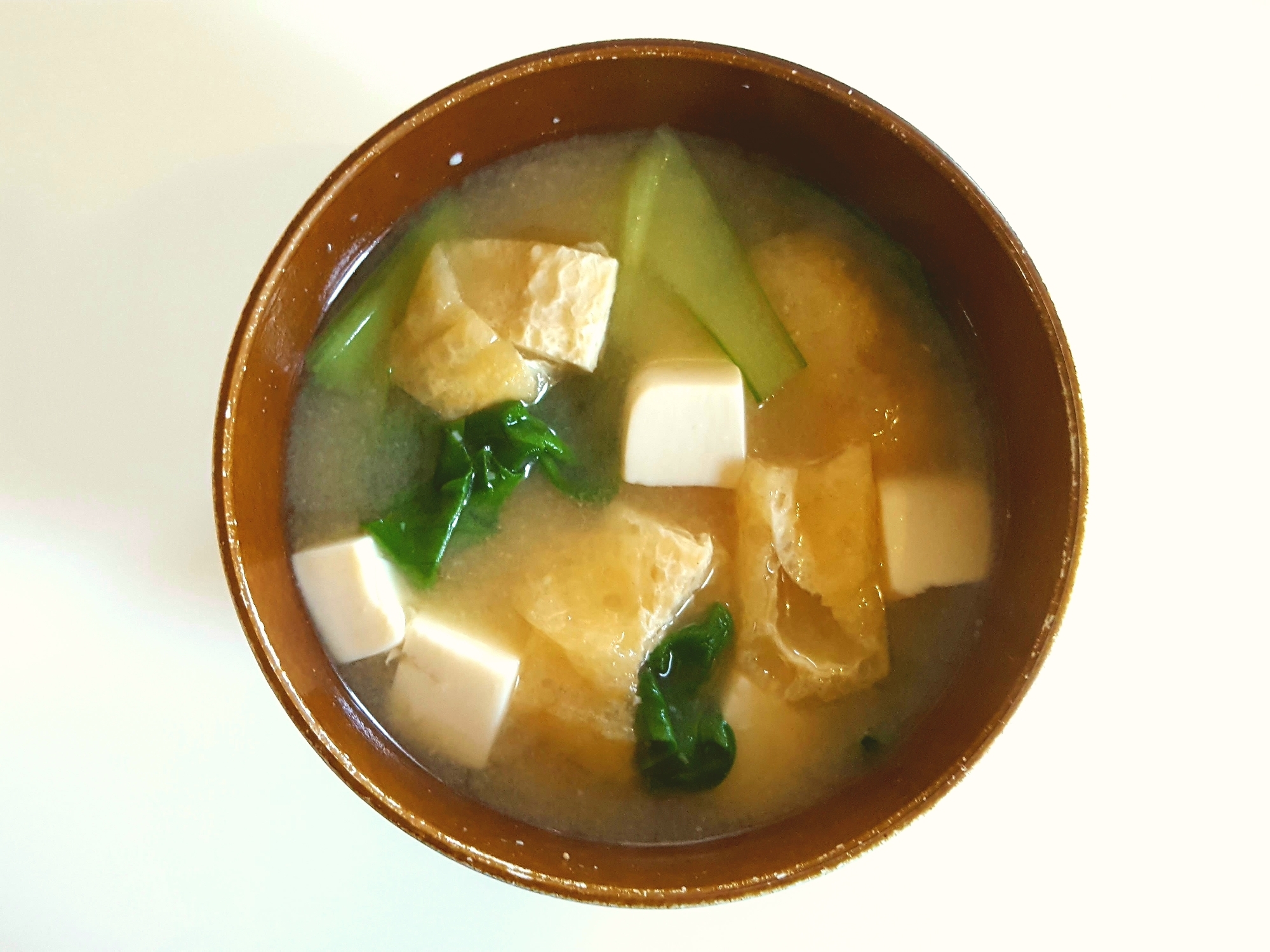 【お味噌汁の具】青梗菜と油揚げと豆腐