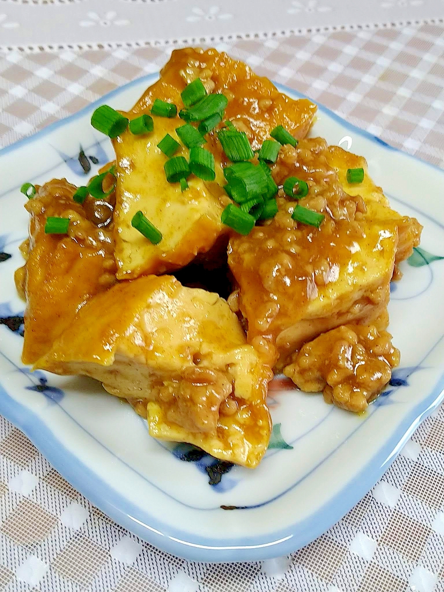 厚揚げとひき肉のカレー炒め