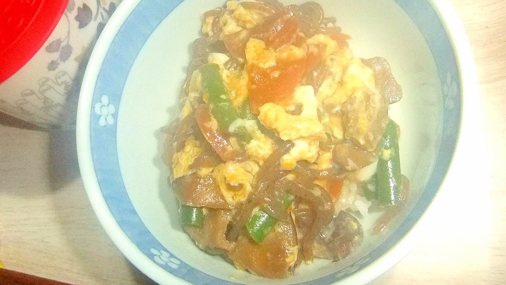 インゲン椎茸糸こんにゃく のっけご飯