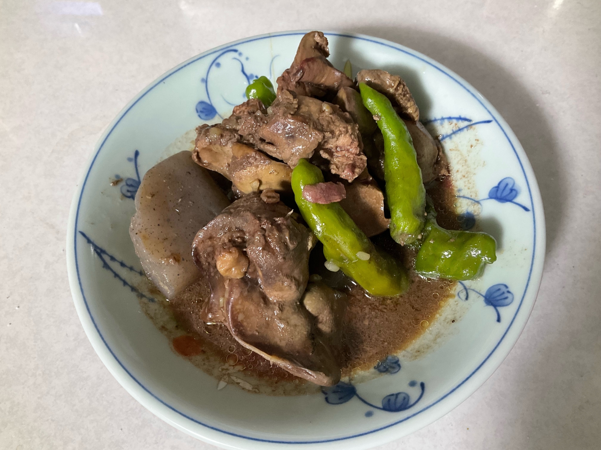 もろみ味噌で鶏レバーの甘辛煮(下茹で無し)