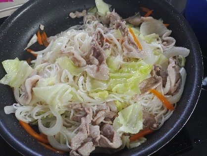 素麺リメイク⭐お好きな野菜と豚肉で素麺チャンプルー