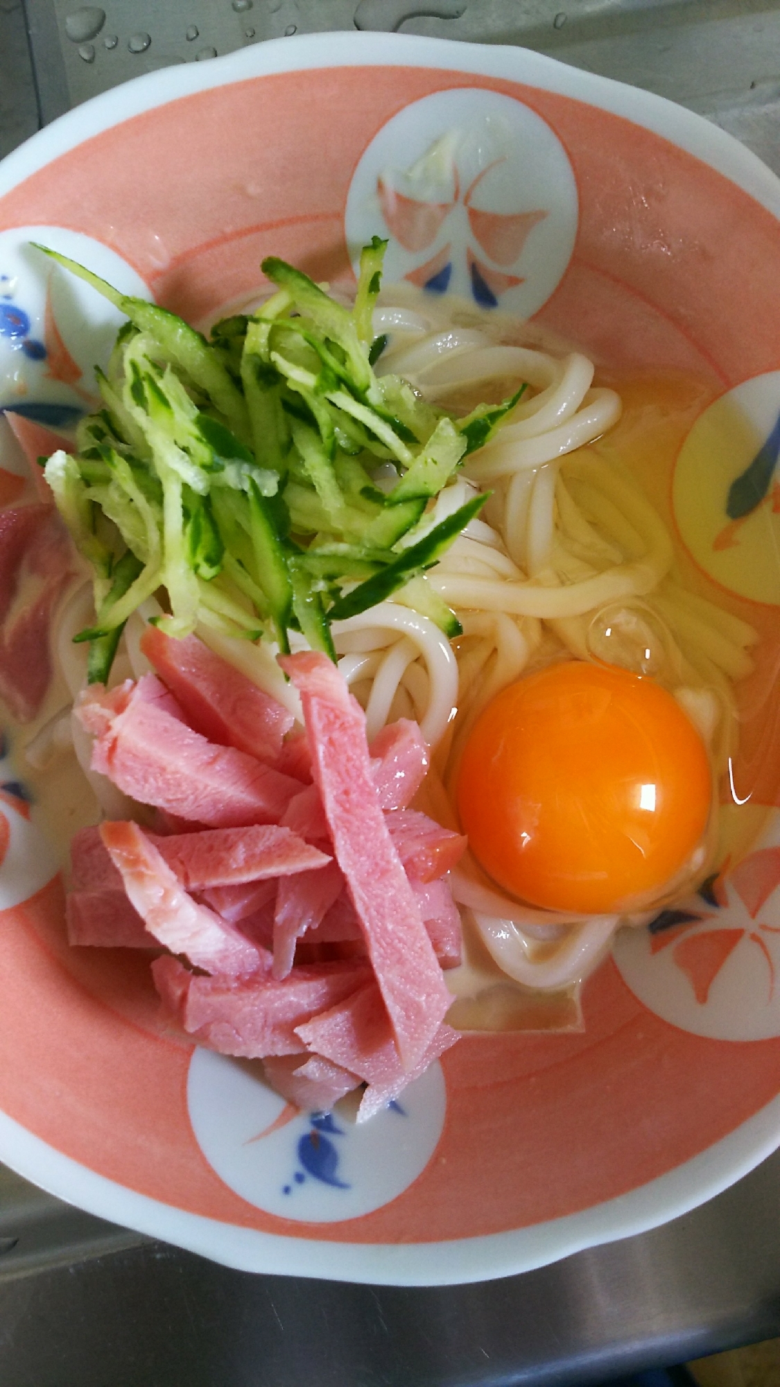 きゅうりとハムの卵うどん