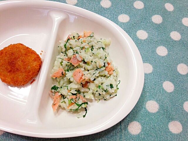 幼児食♡小松菜と鮭の混ぜご飯