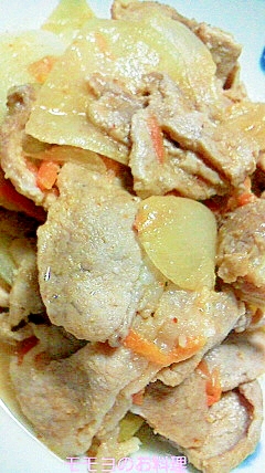 すごくおいしい☆豚モモ肉の甘味噌キムチ煮