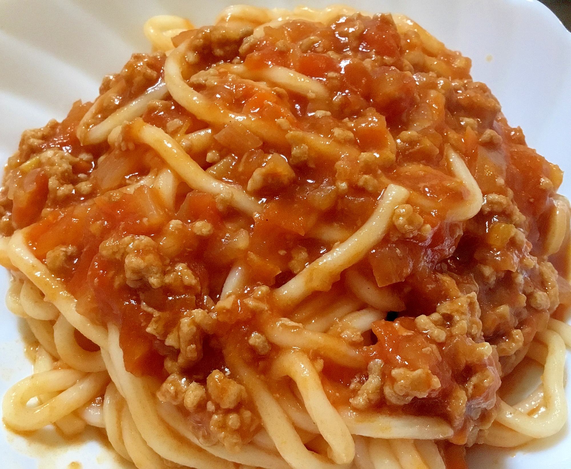 ミートソースのソフト麺 レシピ 作り方 By まゆぱとら 楽天レシピ