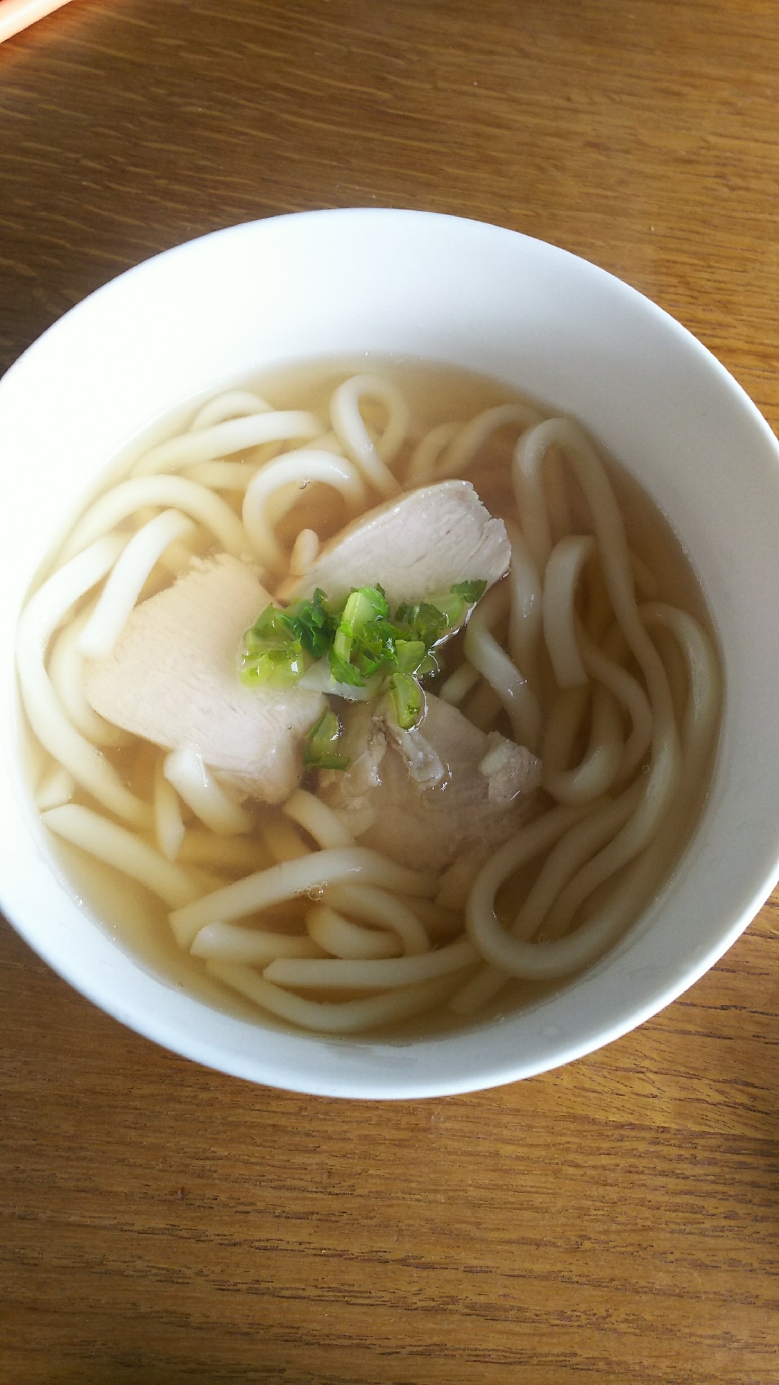 蒸し鶏と大根菜のおうどん