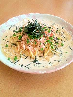 サーモンの醤油マヨクリームパスタ