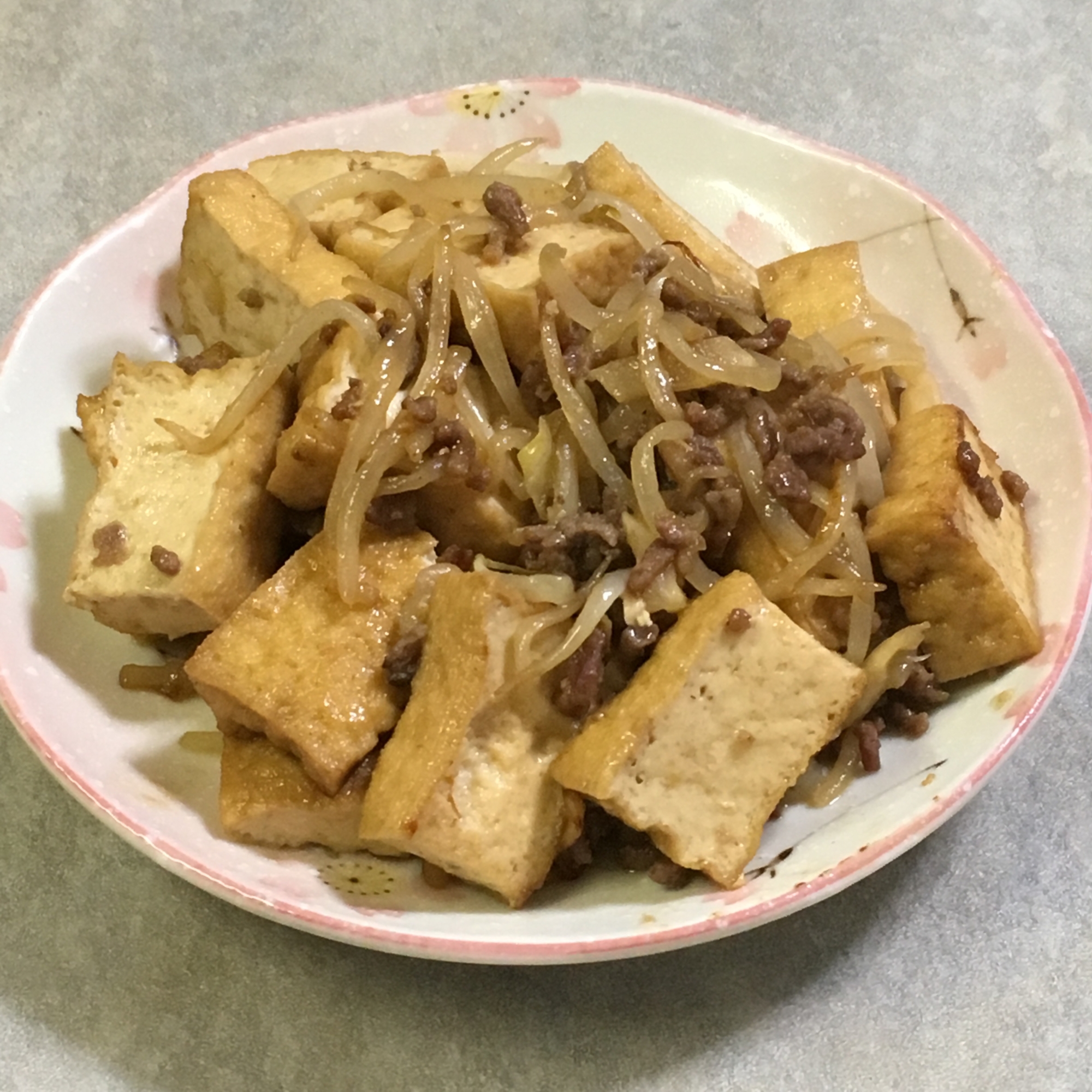 厚揚げともやしのひき肉炒め煮♪