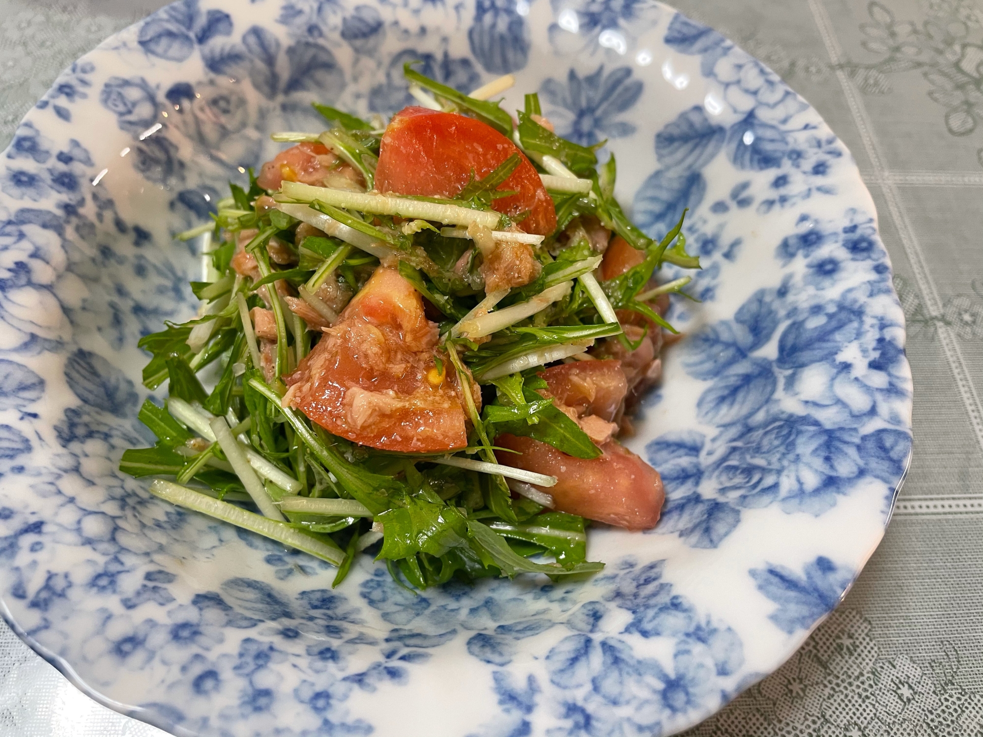 シャキシャキ♪水菜とトマトのツナサラダ