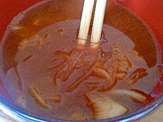 春雨とキムチの赤味噌汁