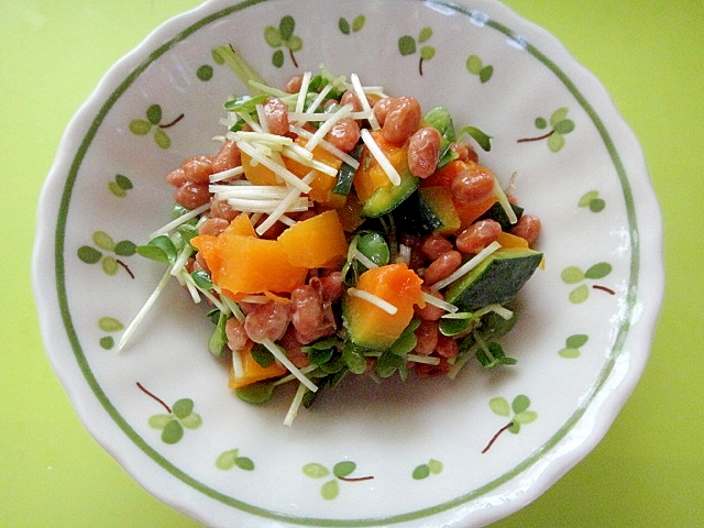 かぼちゃとカイワレ大根の納豆和え