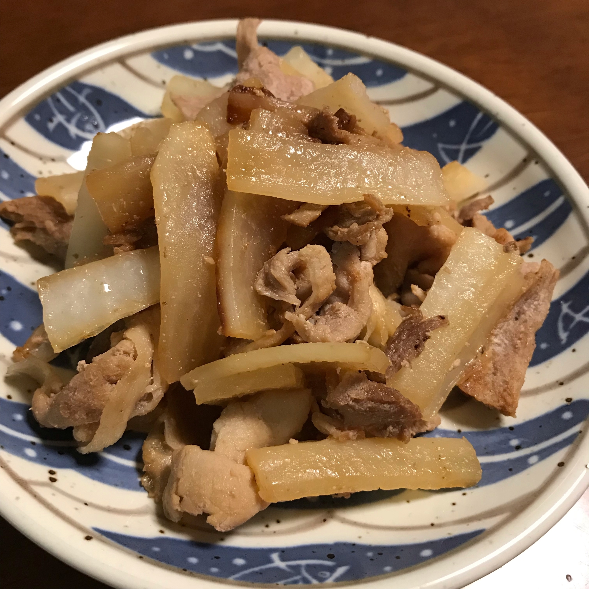 大根と豚肉のポン酢炒め