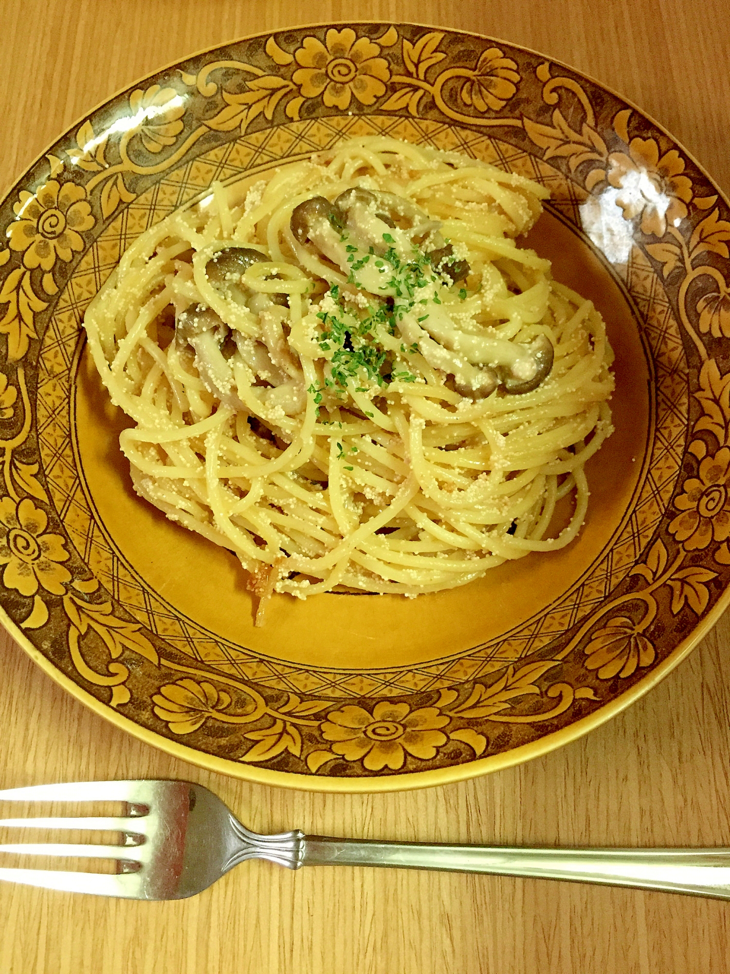 簡単！濃厚！しめじとたらこの豆乳クリームパスタ☆