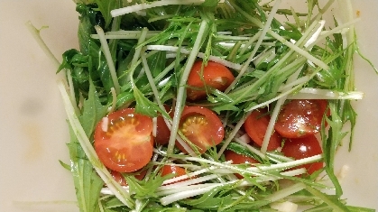 にんにく香る♪水菜とトマトのバルサミコ酢サラダ❤︎