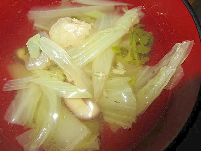 白菜椎茸鰯つみれ生姜汁
