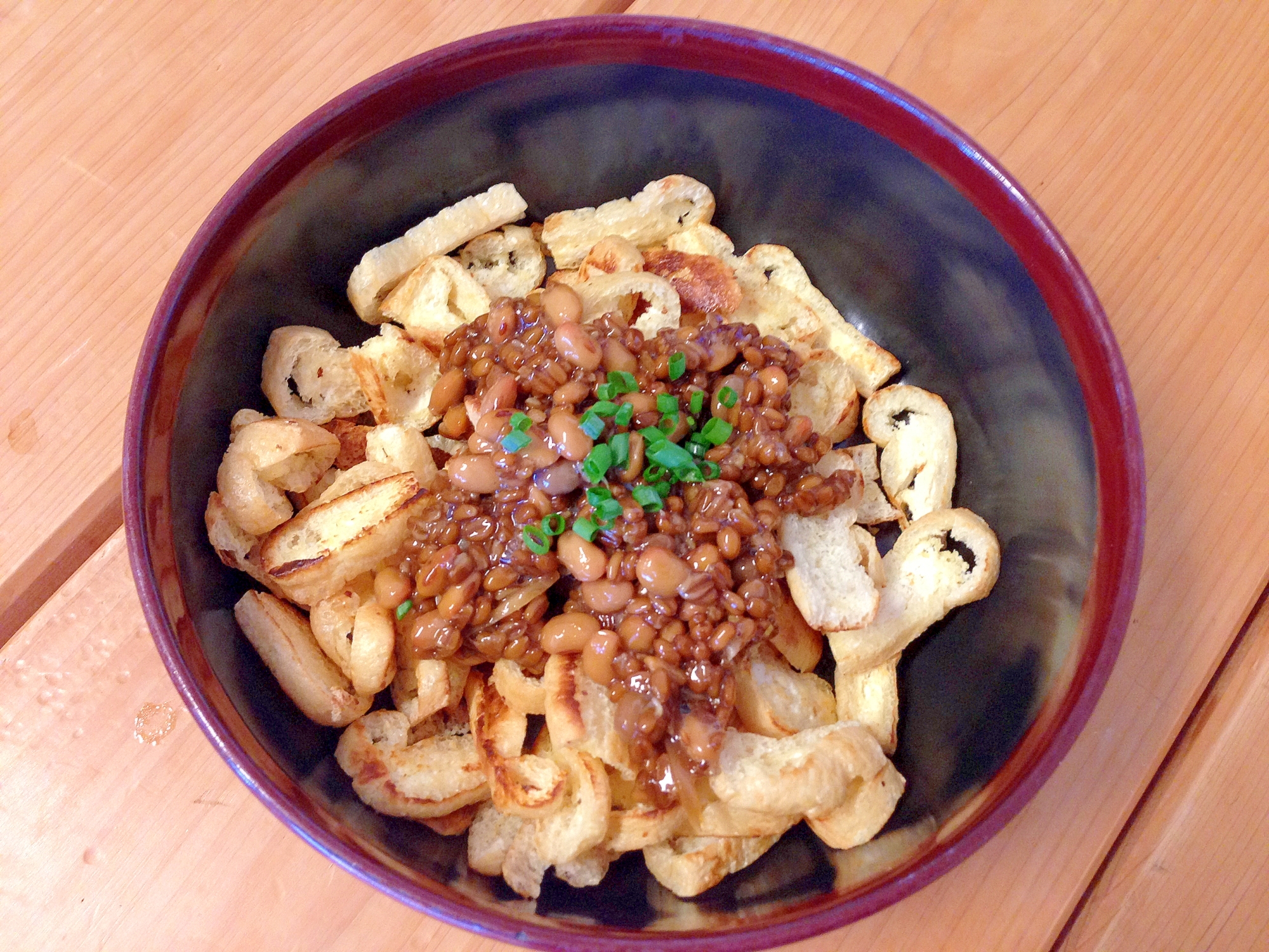 きざみ揚げの金山寺みそ納豆和え