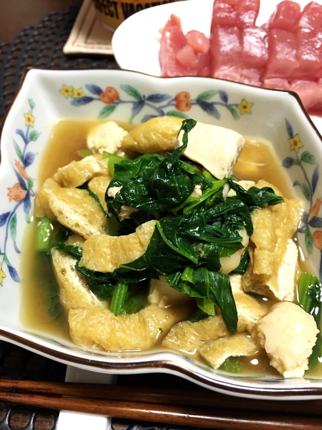 【糖質オフ】揚げと小松菜&ムネ肉の昆布ダシ煮☆