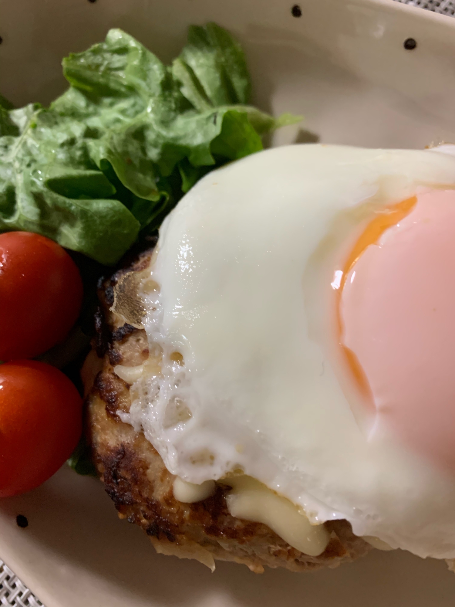 目玉焼きのせチ－ズインハンバーグ