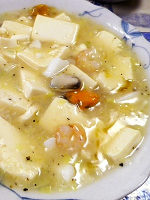 豆腐のシーフードスープ煮