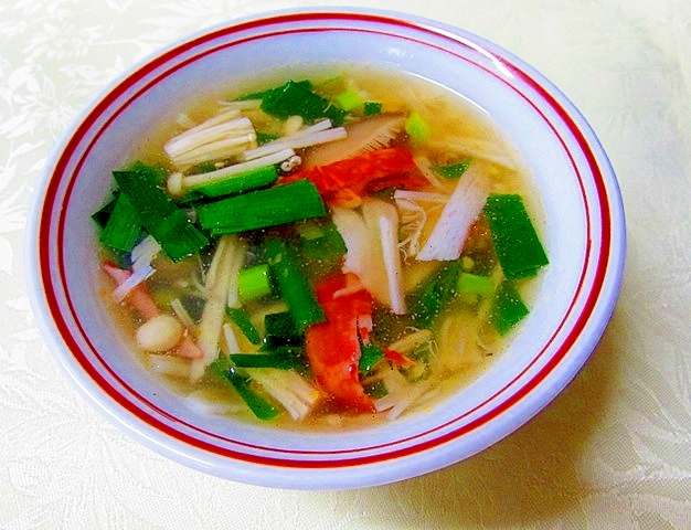 ニラとキノコの旨味スープ