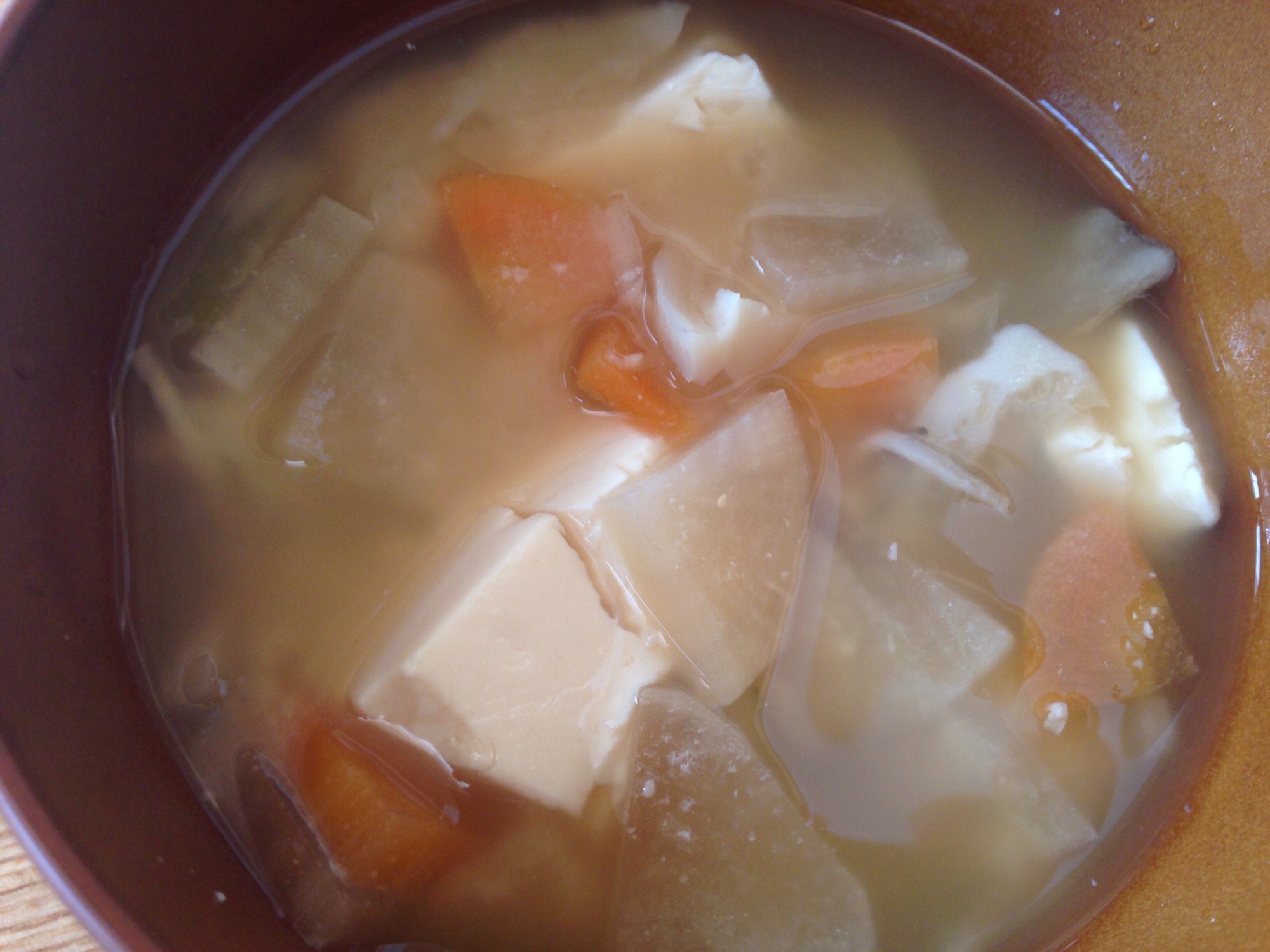 大根と人参とごぼうと豆腐のしょうが粕汁