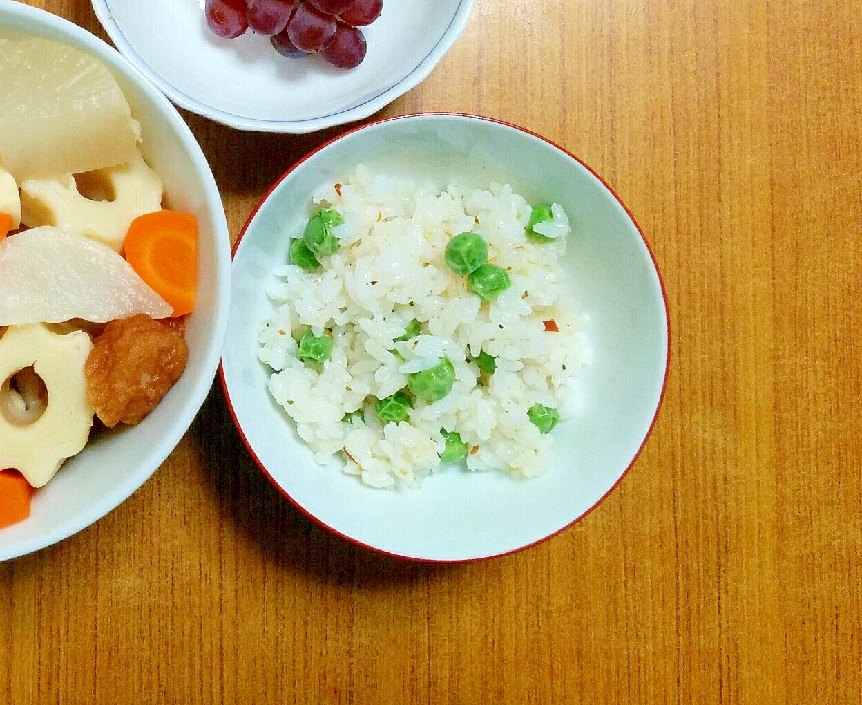 チンするだけ♪グリンピースご飯