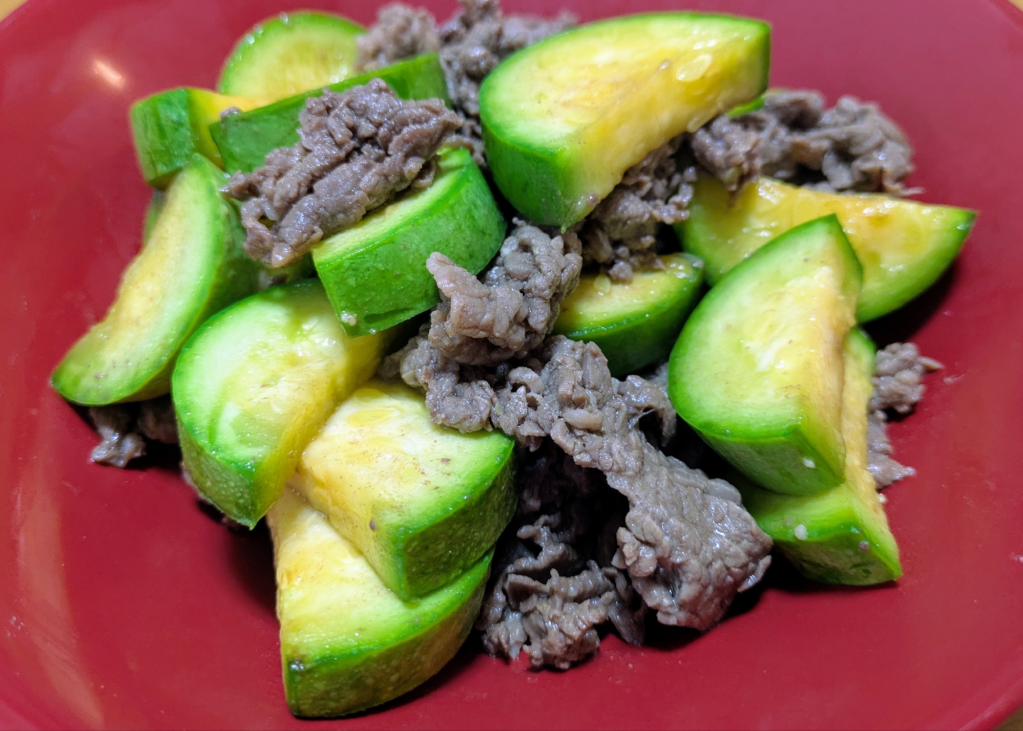 牛肉と韓国南瓜の大蒜醤油炒め