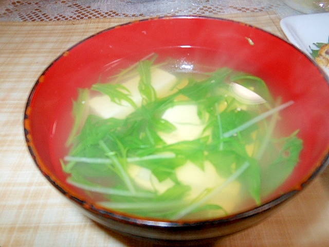 簡単 豆腐と水菜の汁物 レシピ 作り方 By アルプスの乙女 楽天レシピ