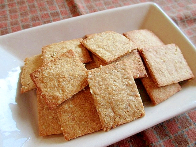 バリボリ食感！きなこと胡麻のおからせんべい♪