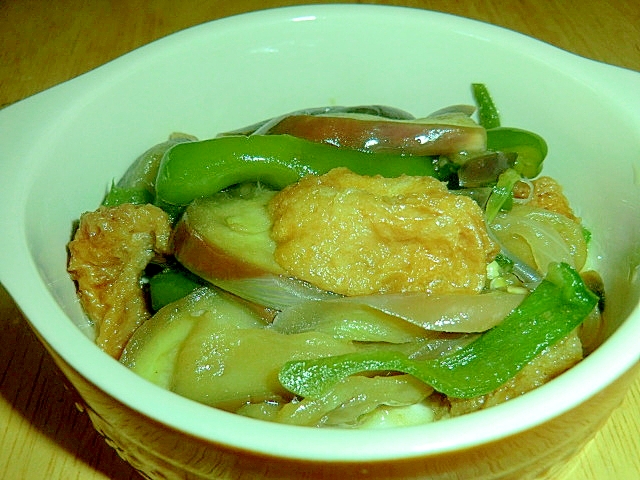 B級グルメの使い方　　宮城の油麩と　茄子の炒め煮