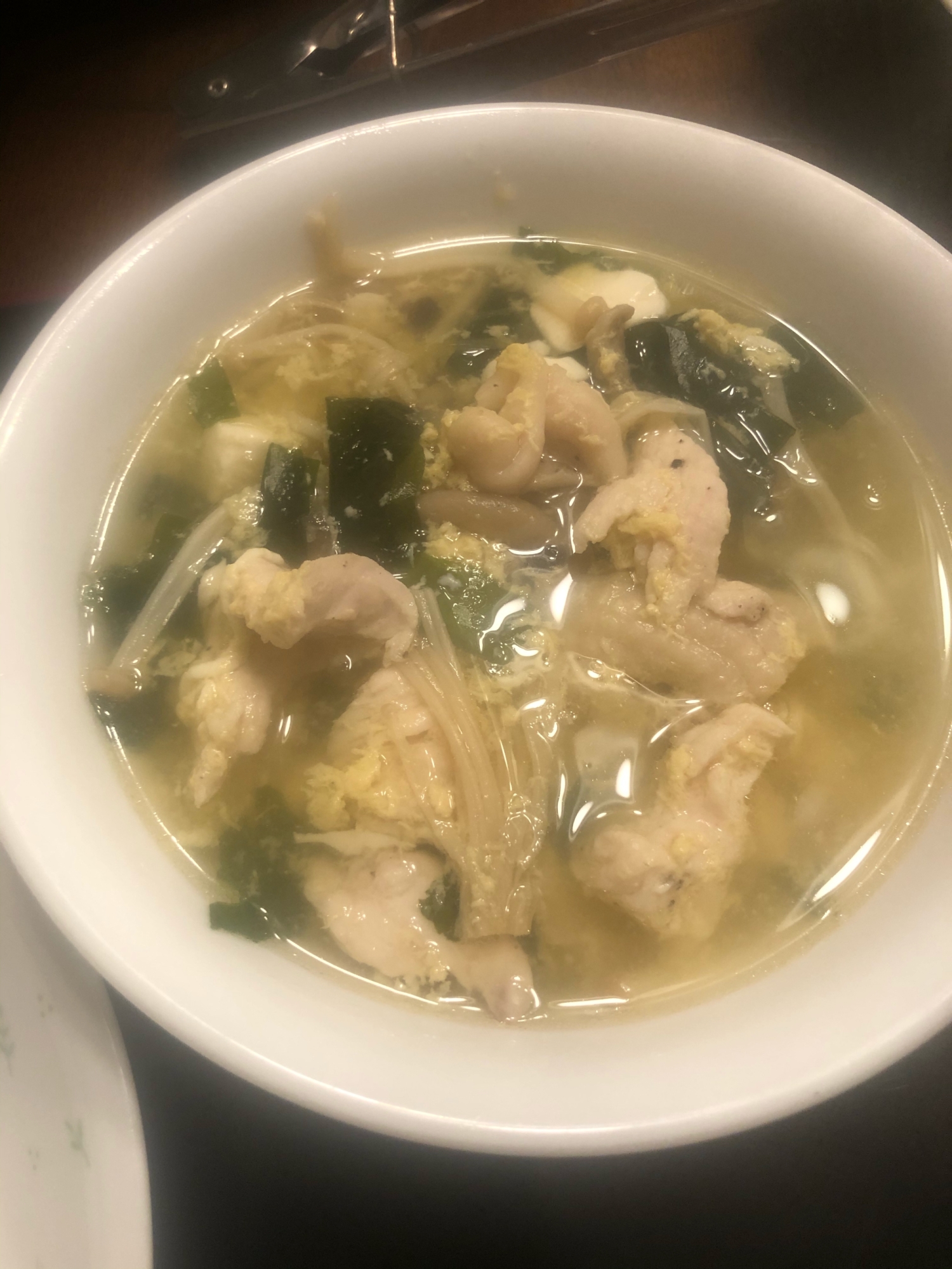 鶏胸肉の中華卵スープ。No.155
