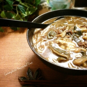 糖質制限★糖質０麺で満腹★茄子入りカレーうどん♡