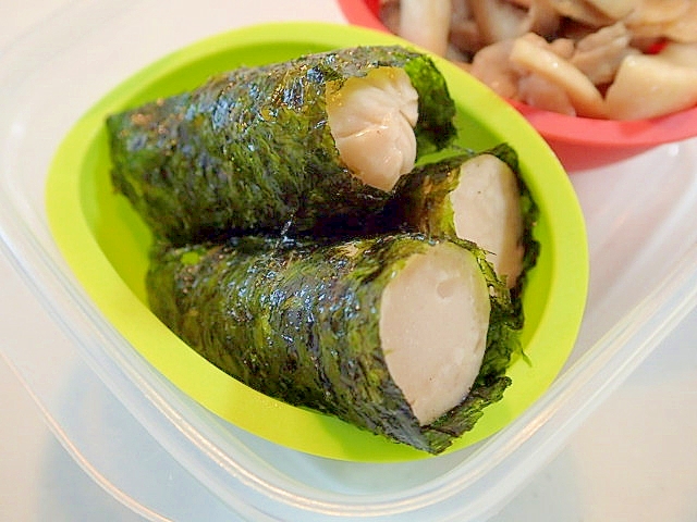 お弁当　魚肉ソーセージの韓国海苔巻き