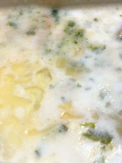 大根とベーコンの豆乳ジンジャースープ