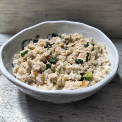 ４分！和風に❤鶏ひき肉と野菜のオートミール粥♪