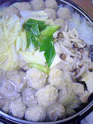 鶏団子で美味しい♪水炊き。