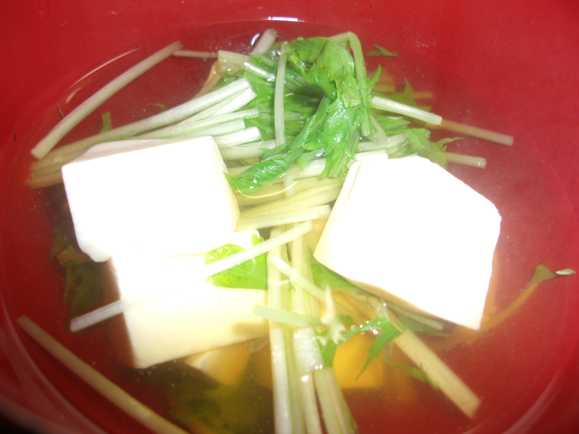 水菜と豆腐のすまし汁
