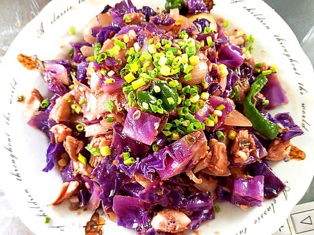 ワンパンで!ほっけと紫キャベツのちゃんちゃん焼き♪
