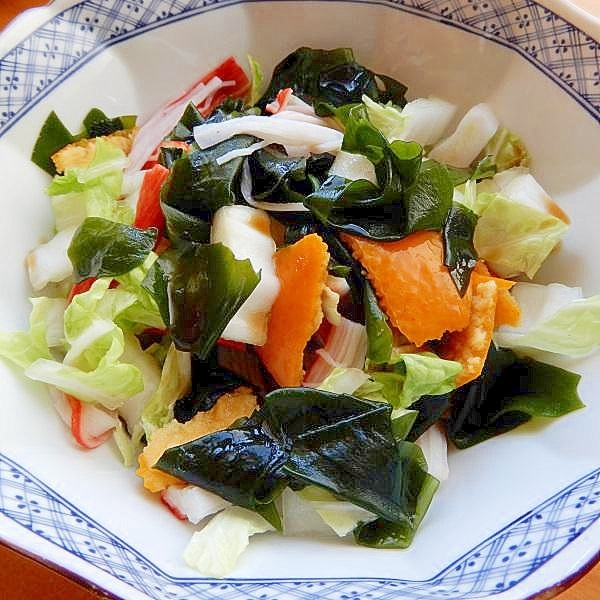 カニカマ&白菜❤ポン酢がけ♪（生わかめ、蜜柑の皮）
