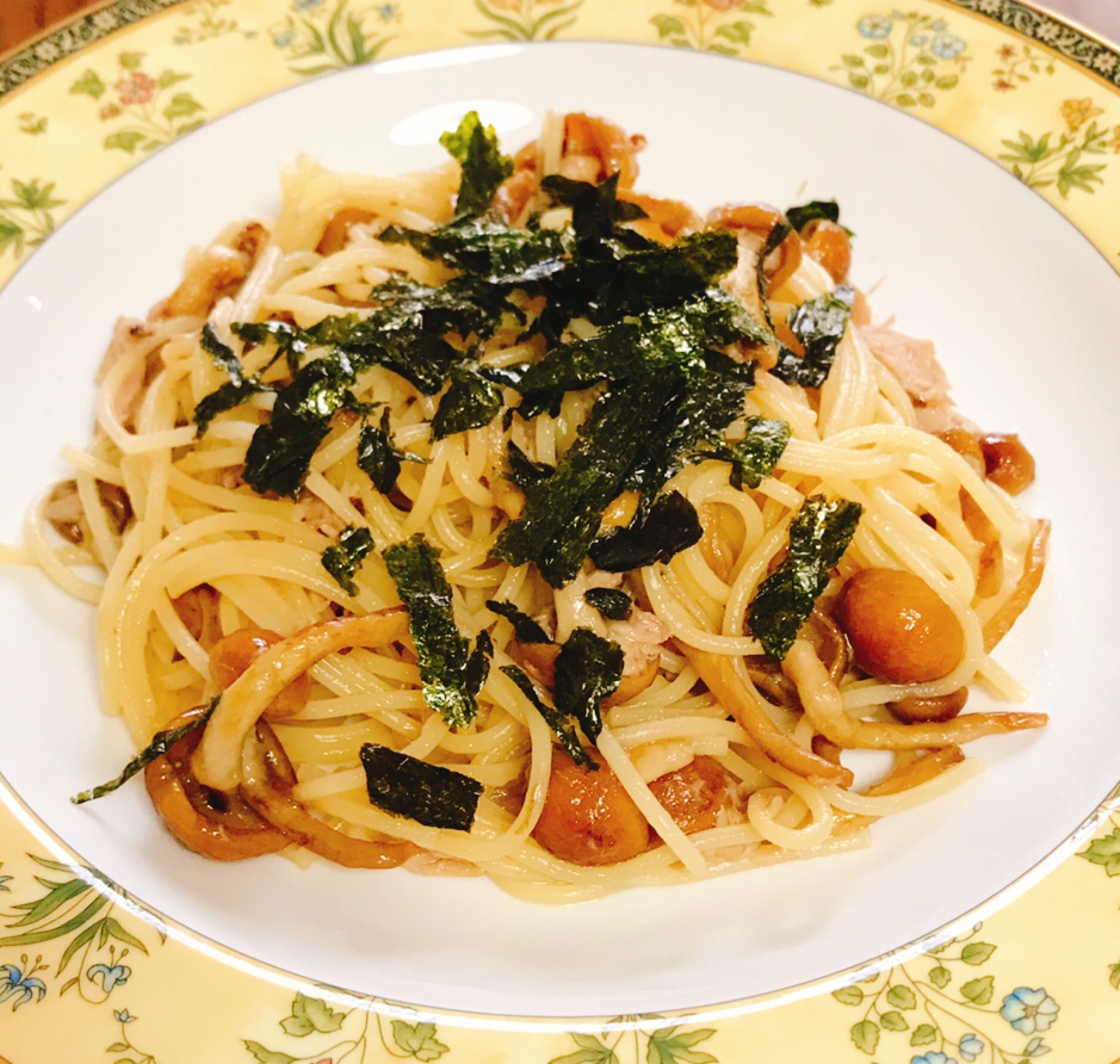 なめことツナの和風パスタ